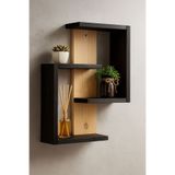 KütükOn Ahşap Duvar Rafı 40x50 cm Çam Ağacı Dekoratif Kitaplık Siyah Beyaz Doğal Ahşap Modern Salon Mutfak Raf