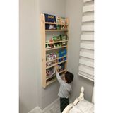 KütükOn Montessori Ahşap Çocuk Odası Kitaplığı Ahşap Ham Verniksiz Doğal Kitaplık 100*50*7 cm Ahşap Kitaplık