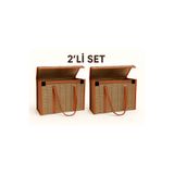 KUTULA 2’li Bambu Desenli Kapaklı Saklama Kutusu Seti 30x20x19 cm – Katlanabilir Organizer Çanta
