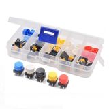 Kutulu 12x12mm 25 Adet Başlıklı Tact Buton Set 4 Pin 5 Renk Dokunmatik Anlık Basmalı Düğme Anahtar Push Soket Breadboard Pcb Devre