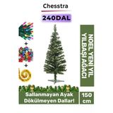 Kutulu Ayaklı Süsleme Seti Yılbaşı Çam Ağacı Renkli Işığı Yeni Yıl Süsleri Noel Paket 150 Cm 240 Dal