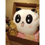 Kutulu Hediye Seti / Panda Yastık 35cm, Ayıcık Anahtarlık ve Kalp Şeklinde Tüllü Kutu