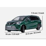 Kutulu Koleksiyon 1 / 24 Ölçek Toyota Sienna Mpv Yeşil Metal Araba