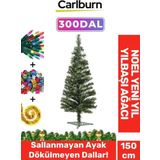 Kutulu Süsleme Seti Yılbaşı Çam Ağacı Renkli Işığı Yeni Yıl 2025 Süsleri Noel Paketi 150 Cm 300 Dal