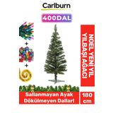 Kutulu Süsleme Seti Yılbaşı Çam Ağacı Renkli Işığı Yeni Yıl 2025 Süsleri Noel Paketi 180 Cm 400 Dal