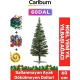 Kutulu Süsleme Seti Yılbaşı Çam Ağacı Renkli Işığı Yeni Yıl 2025 Süsleri Noel Paketi 60 Cm 60 Dal