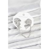 Kutup Yıldızı Model Pirinç Gümüş Renk Zincir Bağlantılı Ear Cuff Küpe Seti - Tj-Bkp11551