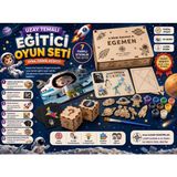 Kutup Yıldızı Tasarım Atölyesi Kişiye Özel Uzay Temalı Ahşap Eğitici Oyun Seti - 7'si 1 Arada Tangram Puzzle ve Boyama Seti