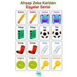 Kututr 16 Parça Eşyalar Zeka Kartları Eşleştirme Oyunu Hafıza Kartı Ahşap Eğitici Puzzle Oyuncak