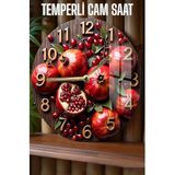 Kututr 3D Cam Saat Renkli Nar Desenli Görünümlü Temperli Duvar Saati – 33 Cm Csdw345,Csdw345 X