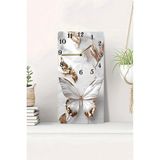 KutuTR 3D Görünümlü Beyaz ve Gold Kelebek Desenli 2d Uv Baskı Mdf Tablo Saat – 20X40 CM-DTS163