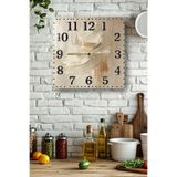 kutuTR 3D Görünümlü Temperli Cam Kare Saat–Bej ve Krem Fırça Dokulu Modern Desen UV Baskı 33x33 cm - KCS140