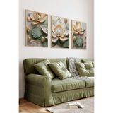 Kututr 3'Lü Çerçeveli Lotus Çiçek Temalı Mdf Tablo Seti – Ahşap Çerçeve Uv Baskı Crv1029,Çerçeveli Crv1029 32 X 42