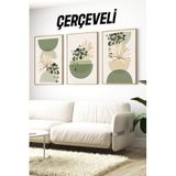 Kututr 3’Lü Çerçeveli Modern Yeşil Bitkili Minimal Tablo Seti – Saksı Ve Yaprak Kompozisyonu Crv1153,Çerçeveli Crv1153 23 X 32