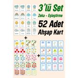kutuTR 3’lü Set Zeka Eşleştirme Oyunu – 52 Adet Ahşap Kart – Hava Durumu, Sayı Ve Hayvan İngilizce Set 2