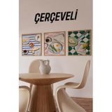 Kututr Ahşap Çerçeveli Mdf Kare Tablo Seti Mutfak Için Setler 2,Çerçeveli Kr4056 32 X