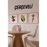 Kututr Ahşap Çerçeveli Mdf Kare Tablo Seti Mutfak Için Setler 2,Çerçeveli Kr4057 23 X