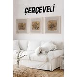 Kututr Ahşap Çerçeveli Mdf Kare Tablo Seti Salon Ve Oturma Odası Için İslami Kr4033,Çerçeveli Kr4033 23 X