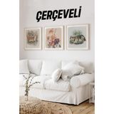 Kututr Ahşap Çerçeveli Mdf Kare Tablo Seti Salon Ve Oturma Odası Için Kr4001,Çerçeveli Kr4001 42 X