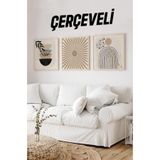 Kututr Ahşap Çerçeveli Mdf Kare Tablo Seti Salon Ve Oturma Odası Için Kr4002,Çerçeveli Kr4002 42 X