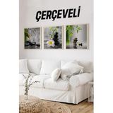 Kututr Ahşap Çerçeveli Mdf Kare Tablo Seti Salon Ve Oturma Odası Için Kr4003,Çerçeveli Kr4003 42 X