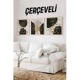 Kututr Ahşap Çerçeveli Mdf Kare Tablo Seti Salon Ve Oturma Odası Için Kr4004,Çerçeveli Kr4004 42 X