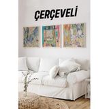 Kututr Ahşap Çerçeveli Mdf Kare Tablo Seti Salon Ve Oturma Odası Için Kr4006,Çerçeveli Kr4006 32 X