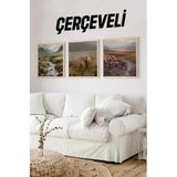 Kututr Ahşap Çerçeveli Mdf Kare Tablo Seti Salon Ve Oturma Odası Için Kr4010