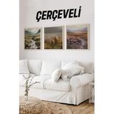 Kututr Ahşap Çerçeveli Mdf Kare Tablo Seti Salon Ve Oturma Odası Için Kr4010,Çerçeveli 4010 23 X