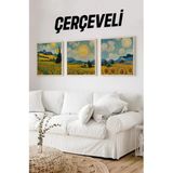 Kututr Ahşap Çerçeveli Mdf Kare Tablo Seti Salon Ve Oturma Odası Için Kr4012