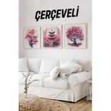 Kututr Ahşap Çerçeveli Mdf Kare Tablo Seti Salon Ve Oturma Odası Için Kr4013,Çerçeveli Kr4013 23 X