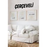 Kututr Ahşap Çerçeveli Mdf Kare Tablo Seti Salon Ve Oturma Odası Için Kr4015