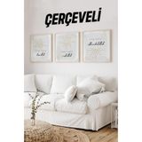 Kututr Ahşap Çerçeveli Mdf Kare Tablo Seti Salon Ve Oturma Odası Için Kr4015,Çerçeveli Kr4015 42 X