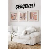 Kututr Ahşap Çerçeveli Mdf Kare Tablo Seti Salon Ve Oturma Odası Için Kr4026,Çerçeveli Kr4026 23 X