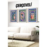 Kututr Ahşap Çerçeveli Mdf Tablo Seti Matisse Bohem Kusama Salon Ve Oturma Odası İçin Çt3062,Çerçeveli Çt3062 42 X 62