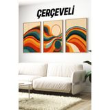 Kututr Ahşap Çerçeveli Mdf Tablo Seti Salon Ve Oturma Odası Için Çt3093,Çerçeveli 3093 32 X 42