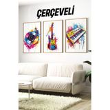 Kututr Ahşap Çerçeveli Mdf Tablo Seti Salon Ve Oturma Odası Için Çt3099