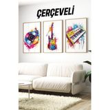 Kututr Ahşap Çerçeveli Mdf Tablo Seti Salon Ve Oturma Odası Için Çt3099,Çerçeve 3099 23 X 32