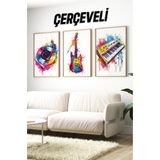Kututr Ahşap Çerçeveli Mdf Tablo Seti Salon Ve Oturma Odası Için Çt3099,Çerçeve 3099 42 X 62