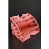 Kututr Ahşap Dekoratif Evrak Rafı Dosya Düzenleyici Pembe