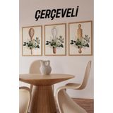 Kututr Ahşap Mutfak Gereçleri Ve Çiçek Temalı Çerçeveli 3’Lü Tablo Seti – Uv Baskılı Crv1047,Çerçeveli Crv1047 42 X 62