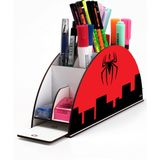 KutuTR Ahşap Vip Galaksi Model Gökkuşağı Cetvelli Masaüstü Kalemlik Organizer Montajlı Kutulu - 536-SpiderMan