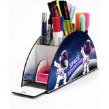 KutuTR Ahşap Vip Gezegen Seri Gökkuşağı Cetvelli Masaüstü Kalemlik Çocuklar Için Organizer Montajlı Kutulu - 51-Space Adventure