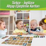 Kututr Ahşap Zeka Kartı Eşleştirme Oyunu 72 Parça Sevimli Hayvanlar Ingilizce-Türkçe Kartlar - Çok Renkli