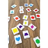 kutuTR 🧠📐 Ahşap Zeka Kartları – Şekillerle Eşleştirme Oyunu | 24 Parça | 5,5 X 7,5 Cm