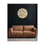 Kututr Aksesuar Retro Çiçekli Dekoratif Ahşap Duvar Saati 33X33