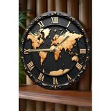 kutuTR "Altın Dünya" - Harita Desenli 3D Görünümlü MDF Duvar Saati (33 cm) sdw297