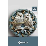 Kututr Baykuş Figürlü Çift Katmanlı Mdf Duvar Saati | Sessiz Mekanizmalı – 33 Cm 3D Görünümlü Sdw006,Sdw006 20 X