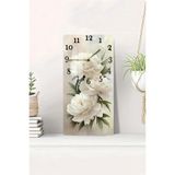 Kututr Beyaz Şakayık Çiçek Desenli Temperli Cam Tablo Saat 30X60 Cm | Hd Uv Baskı– Cusd195,Cusd195 30 X 60