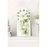 Kututr Beyaz Zambaklar Temalı Temperli Cam Duvar Saati – 30X60 Cm Hd Uv Baskı– Cusd071,Cusd071 30 X 60
